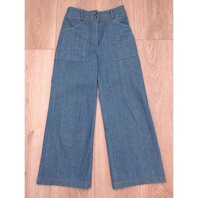 Self Contrast Aria High Waist Denim Pants Jeans Made in USA Blue Size S Wide Leg