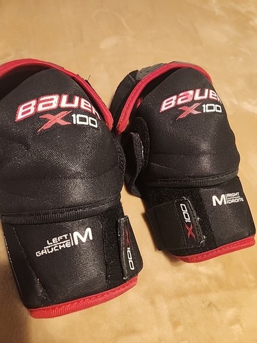 BAUER VAPOR X100 SENIOR HOCKEY ELBOW PADS Sz MEDIUM Black Red FREE SHIPPING - Picture 3 of 6