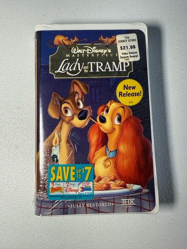 NEW Lady and the Tramp Disney VHS Disney Masterpiece Factory Sealed Clamshell - Picture 1 of 7