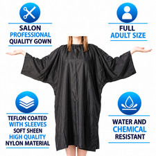Black Luxury Treated Salon Hair Hairdressing Barber Cutting Gown Cape Sleeve Arm