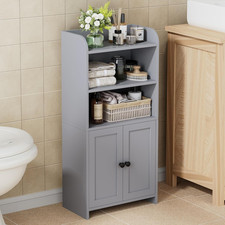 Small Bathroom Storage Cabinet, Freestanding Toilet Paper Storage with 2 Doors a