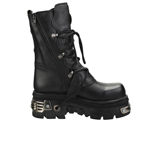 New Rock Reactor Half Boots Unisex Platform Boots in Black - 4 UK - Picture 5 of 8