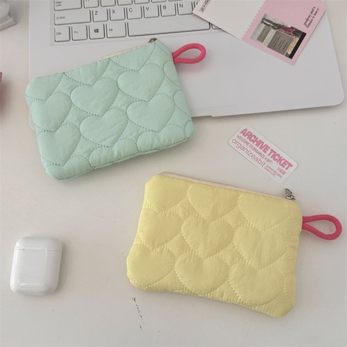 Heart Coin Purse Quilted Female Handbags Portable Storage Bag - Picture 6 of 19