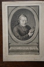 ANTONIUS LOMBARD-DES-EVERS (1721-1780). PORTRAIT ENGRAVING 19th century ECCLESIASTIQUE