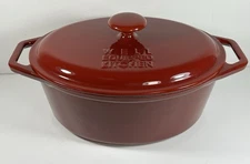 Well Equipped Kitchen Cast Iron Enamel Dutch Oven Oval Red 4 Quarts