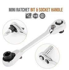 Mini Ratchet Wrench Double Ended Quick Socket Ratchet Wrench 1/4 Inch 72-tooth