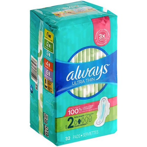 Always Ultra Thin Mestrual Pads with Wings Unscented 32 ct Pack of 12