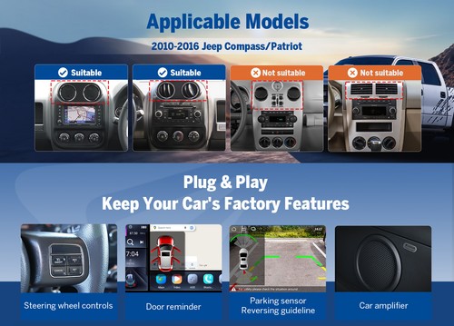 Radio estéreo para automóvil Android 13 táctil GPS NAVEGACIÓN + CÁMARA para Jeep Compass Patriot 10.1" - Imagen 7 de 20