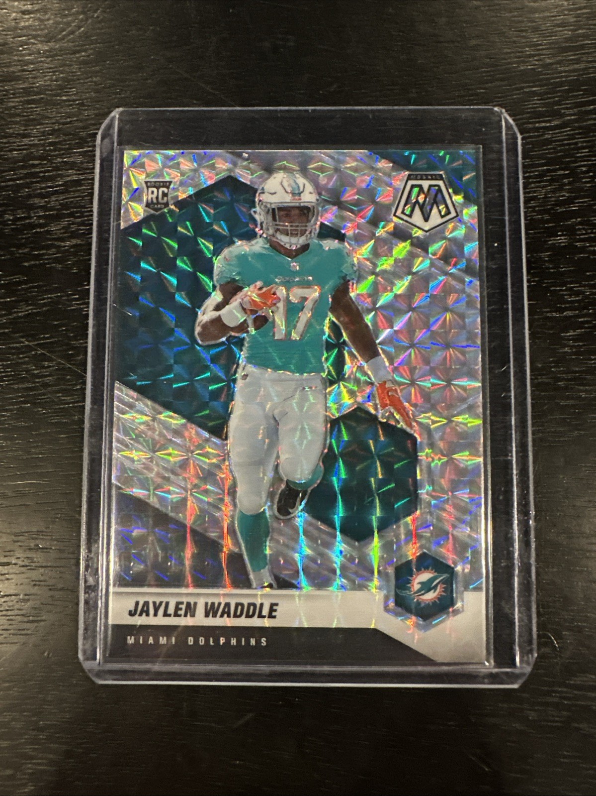 2021 Panini Mosaic Rookies Jaylen Waddle #308 Silver Mosaic Prizm Miami Dolphins