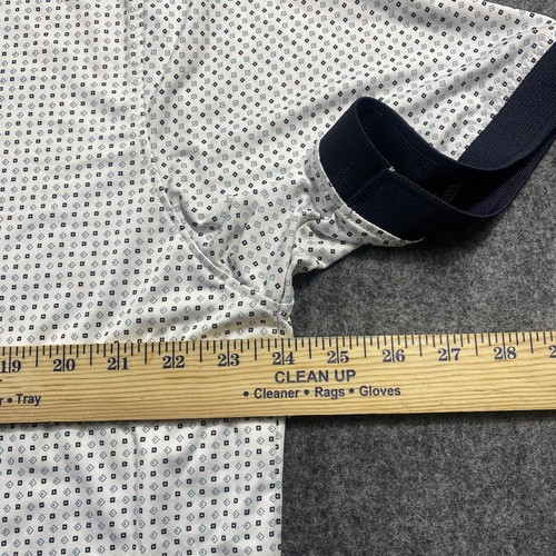 Kenneth Cole Golf Mens 1X White Black Geometric Print Stretch Performance Polo - Picture 4 of 8