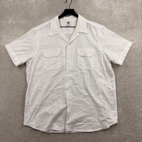 Gap Shirt Mens Size Large White Short Sleeve Button Up Camp Loop Collar Bowling - Picture 1 of 10