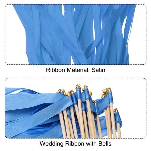 30 Stück Bandstäbchen chromatisches Seidenband für Hochzeit, hellblau - Bild 3 von 6