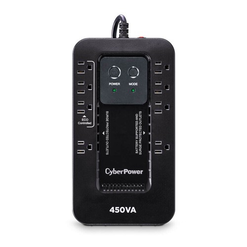 CyberPower EC450G-R 450VA/260W UPS System,8 Outlets,Black-Certified Refurbished - Afbeelding 1 van 8
