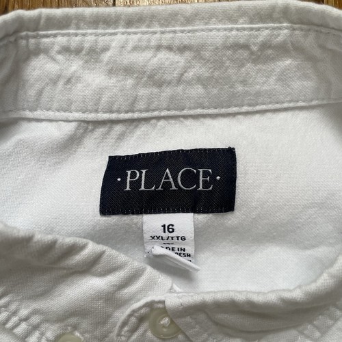 The Children’s Place White Long Sleeve Button Down Oxford Shirt Boy’s Size 16 - Picture 6 of 9