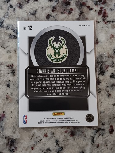 GIANNIS ANTETOKOUNMPO 2024-25 Panini Prizm Fast Break Talisman SILVER BUCKS - Picture 2 of 2