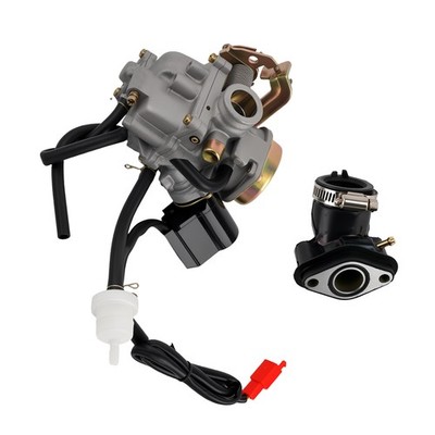 Vergaser 19mm for Rex RS 400/450/460/GY6 50cc 60cc 4-TAKT + Ansaugstutzen