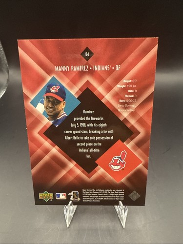 99 UD Diamante Negro Diamante Diamante Manny Ramírez Cleveland Indians # D4 - Imagen 7 de 7