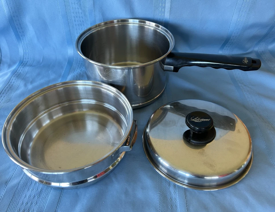 Vintage Lifetime 2 ½ QT. Saucepan w/Lid & Insert Stainless Steel - Image 2 of 4