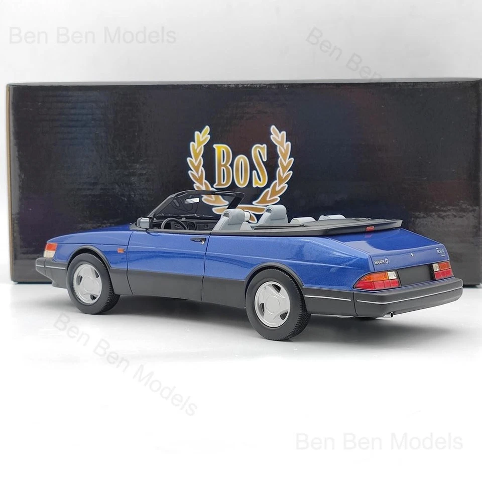 1/18 BOS Saab 900 Cabrio 1987 Azul BOS165 Resina Modelo Coche Colección Limitada Foto 3 de 4