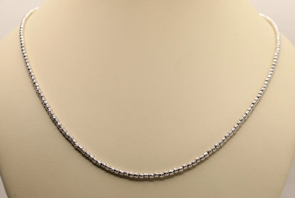 COLLANA SFERE MILLELUCI INCISE  MM 3 DONNA ARGENTO RODIATO  CM 40-45  EXPLOIT - Immagine 2 di 4