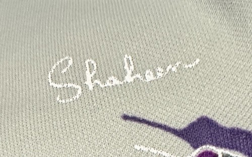 Gray Purple Butterfly Vintage 70s Signed Alfred Shaheen Maxi Hostess Dress Sz 8 - Picture 8 of 8