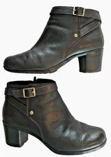 Easy Spirit Women's Ankle Boots/Booties Leather Buckle/Zipper Dark Brown - 7M