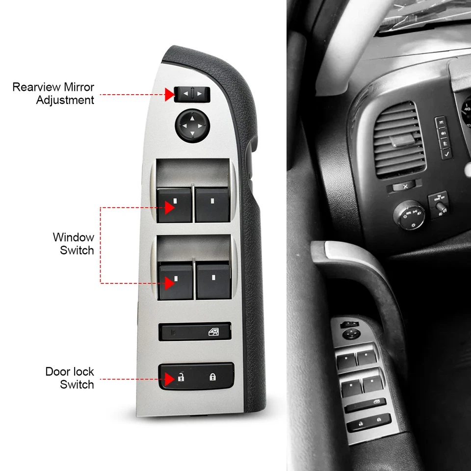 Cubierta bisel panel interruptor ventana para GMC Sierra 1500 2010-2013 22968506 Foto 3 de 4