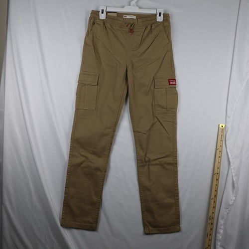 Levis Cargo Pants Youth 16 Khaki Stretch Pull-On Waistband Tapered Leg Pockets