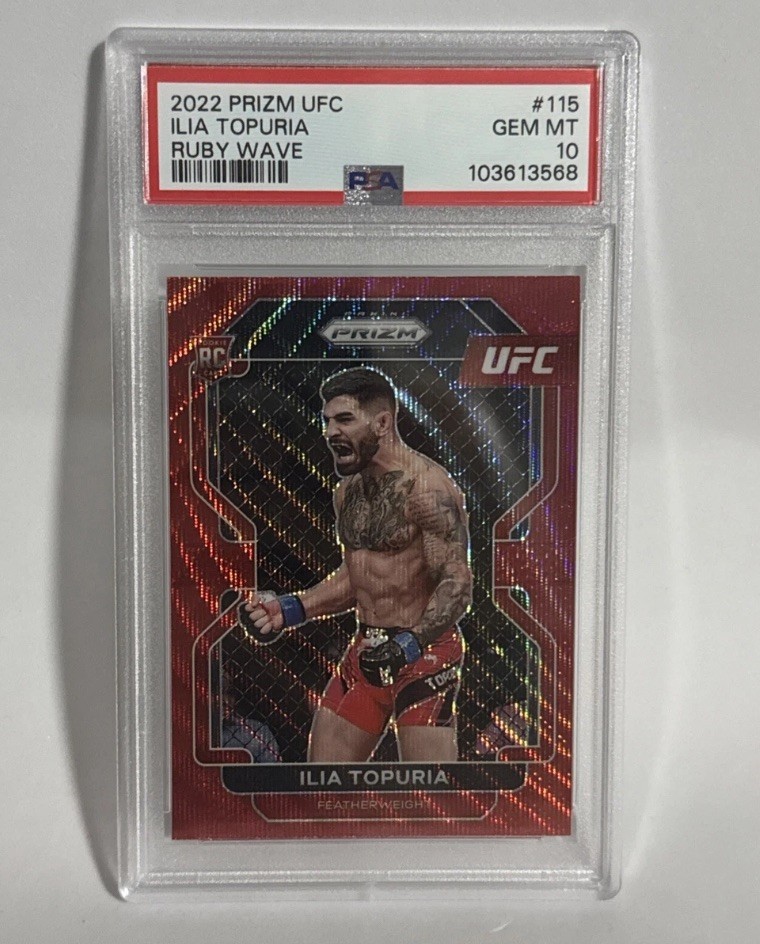2022 Panini Prizm UFC Ilia Topuria #115 Ruby Wave Prizm (RC) PSA 10 Gem Mint