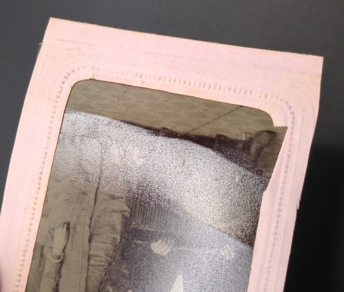 Tintype Antique Photo Handsome Man Woman "Doc & Annie Brown" Whip Crop? Dress - Picture 9 of 10