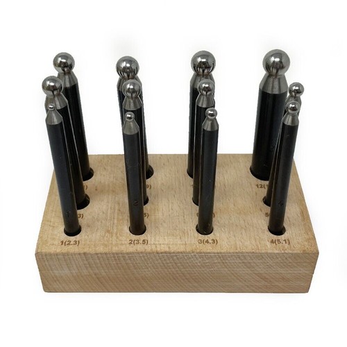Doming Dapping Punch Set of 12 Steel Punches on Wooden Stand Jewellers Forming - Picture 1 of 5