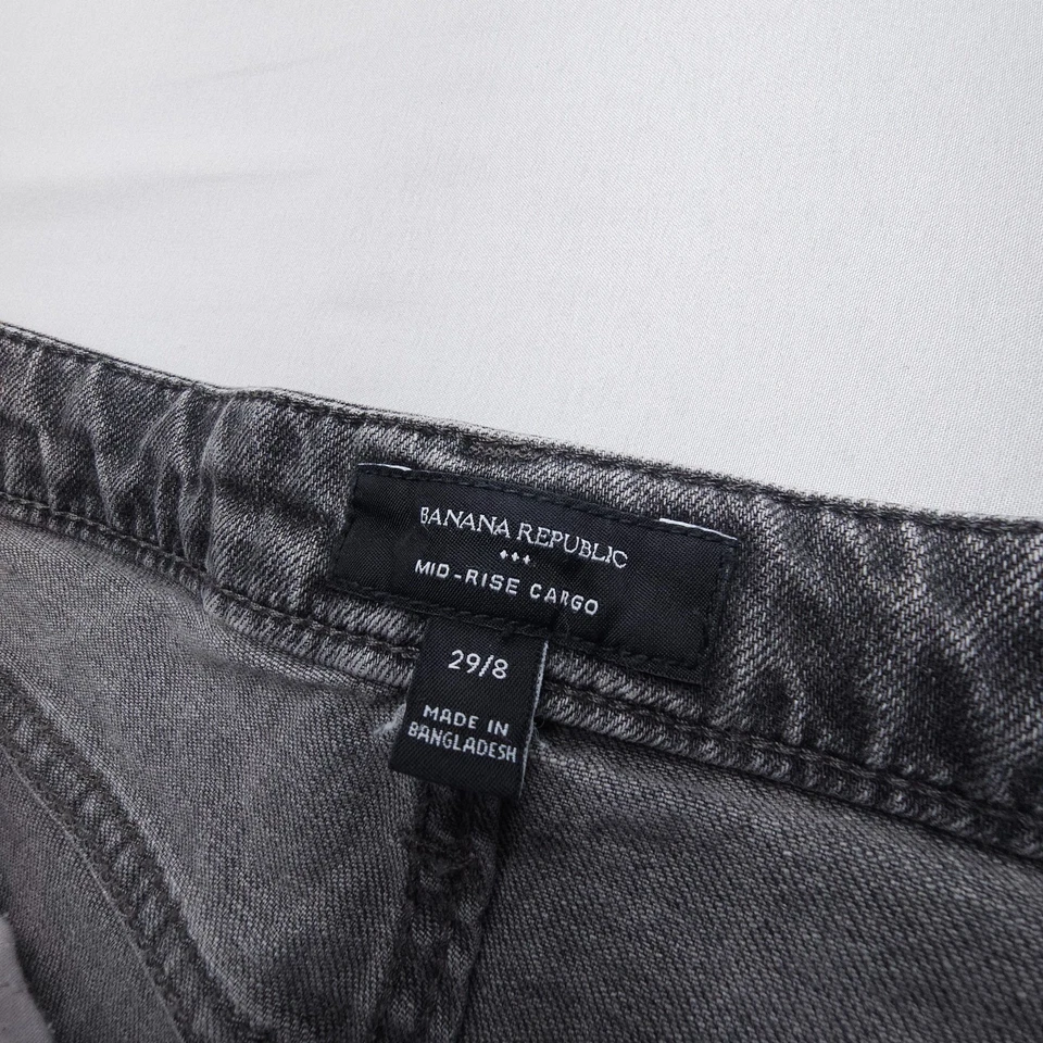 Banana Republic Mid Rise Cargo Jeans Womens 8 / 29 Gray Baggy Wide Leg Boho - Image 4 of 4