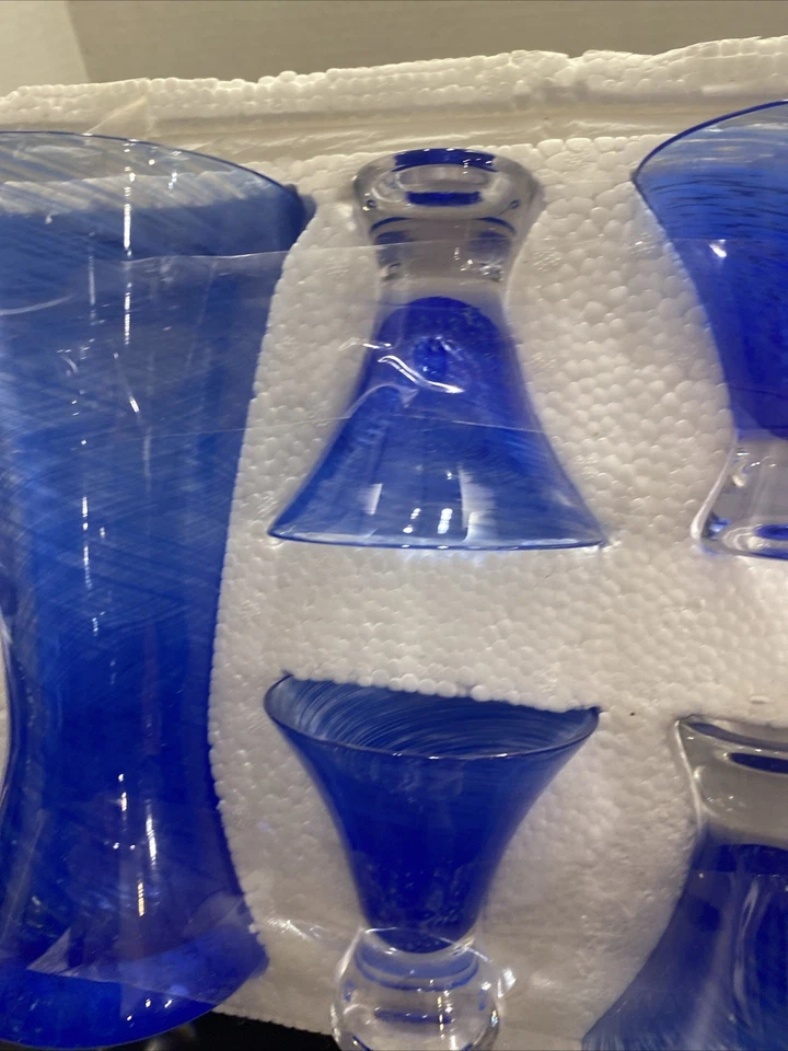 Copos de jarro cordial para coquetel Art Glass redemoinho azul MJ - Imagem 4 de 4