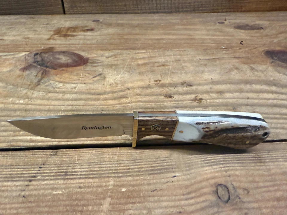 Remington Cubiertos Cuchillo Guía Skinner 8.5" Hoja Fija Cuero Estuche Nuevo (CANTIDAD) Foto 4 de 4