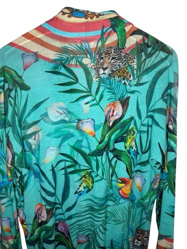 Johnny Was Cardigan Donna Taglia S Tiana Swing Maglione Giungla Leopardato - Foto 6 di 9