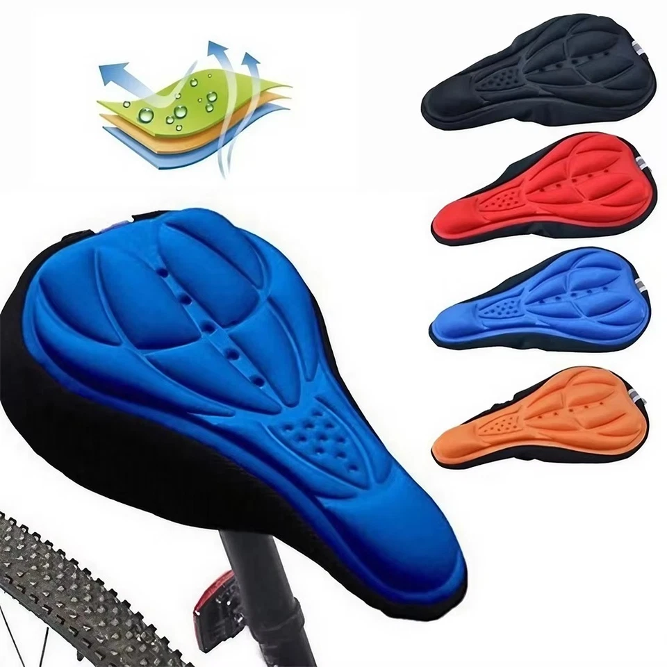 Funda de cojín de asiento de bicicleta acolchada suave para sillín de bicicleta de montaña cubierta de asiento cómoda Foto 3 de 4