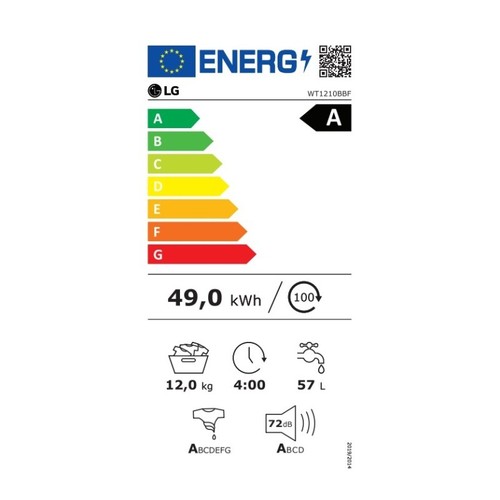 LG WT1210WWF WASHTOWER LAVATRICE E ASCIUGATRICE 12/10KG 1400 GIRI WIFI A+++/A - Foto 10 di 10