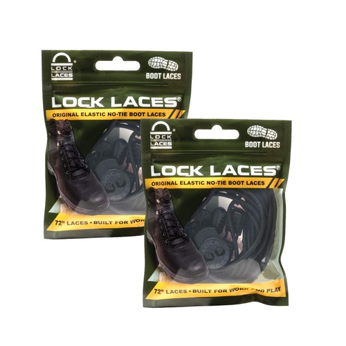 for Boots (2 Pair) Premium Heavy Duty Elastic No Tie Boot Laces for Shoes (Bl...