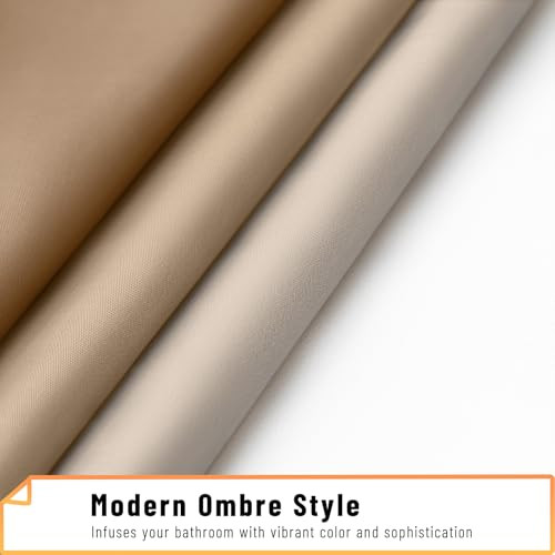 Shower Curtain for Bathroom, Beige and White Ombre Fabric Shower Curtain Sets - Picture 7 of 7