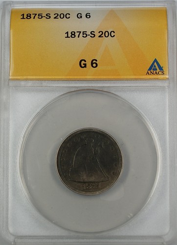 1875-S Seated Liberty 20 Cent Piece, ANACS G-6 - Picture 1 of 2