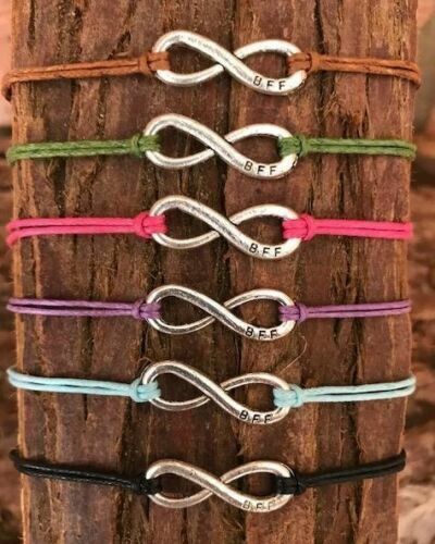 BRACCIALE INFINITY FRIENDSHIP SET TRIPLO BEST FRIEND 'BFF' BESTIA X3 AUGURI REGALO - Foto 2 di 2