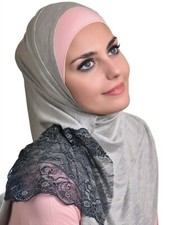 AL- Amira hijab-Women Muslim Cotton Scarf Ameera Hijab Islamic Gray