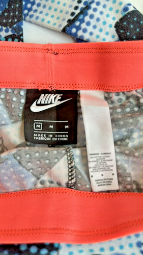 NIKE Girls Printed Leggings Size M Blue Black White Polka Dot Coral 940339 - Picture 5 of 5