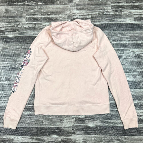 Hollister Womens MED Muted Pink Pullover Hoodie Floral Sleeve Hooded Sweatshirt - Picture 4 of 8