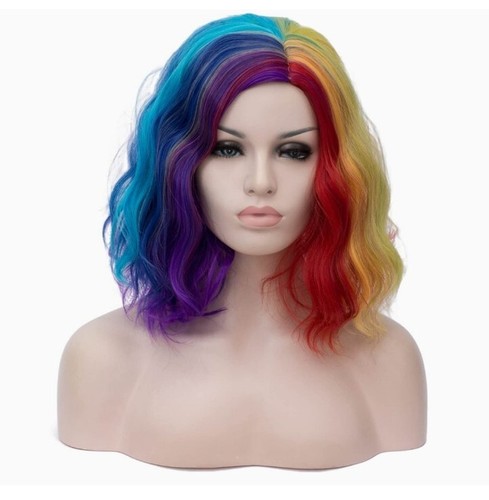 TOP WIGY RAINBOW CURLY WIG SYNTHETIC HEAT RESISTENT 14 In. $28 - Picture 1 of 10