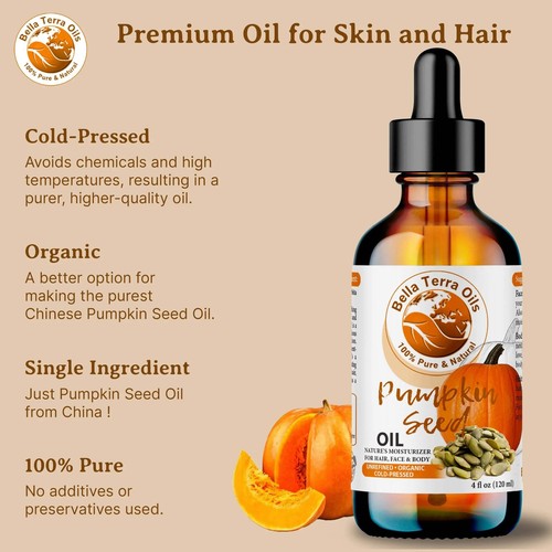 Organic Cold-Pressed Pumpkin Seed Oil 100% Pure Skin Hair Nails Face, High Zinc - Picture 7 of 13