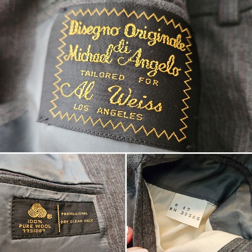 Michael di Angelo 2 Piece Suit Mens 42R Grey Gray Pinstripe 100% Pure Wool 42 R - Picture 9 of 24