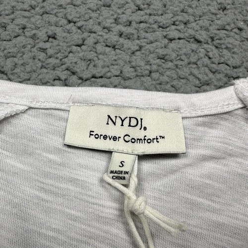 NYDJ Shirt Womens Small Forever Comfort Long Sleeve V Neck Tee Optic White - Picture 7 of 10