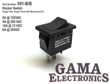 Mini 10 Amp Rocker Switch Single Pole Single Throw SPST Off- Momentary On