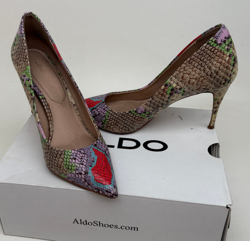 ALDO Tracey Multicolored Snake Print Pumps 4 1/2" High Heels Women;s Size 10